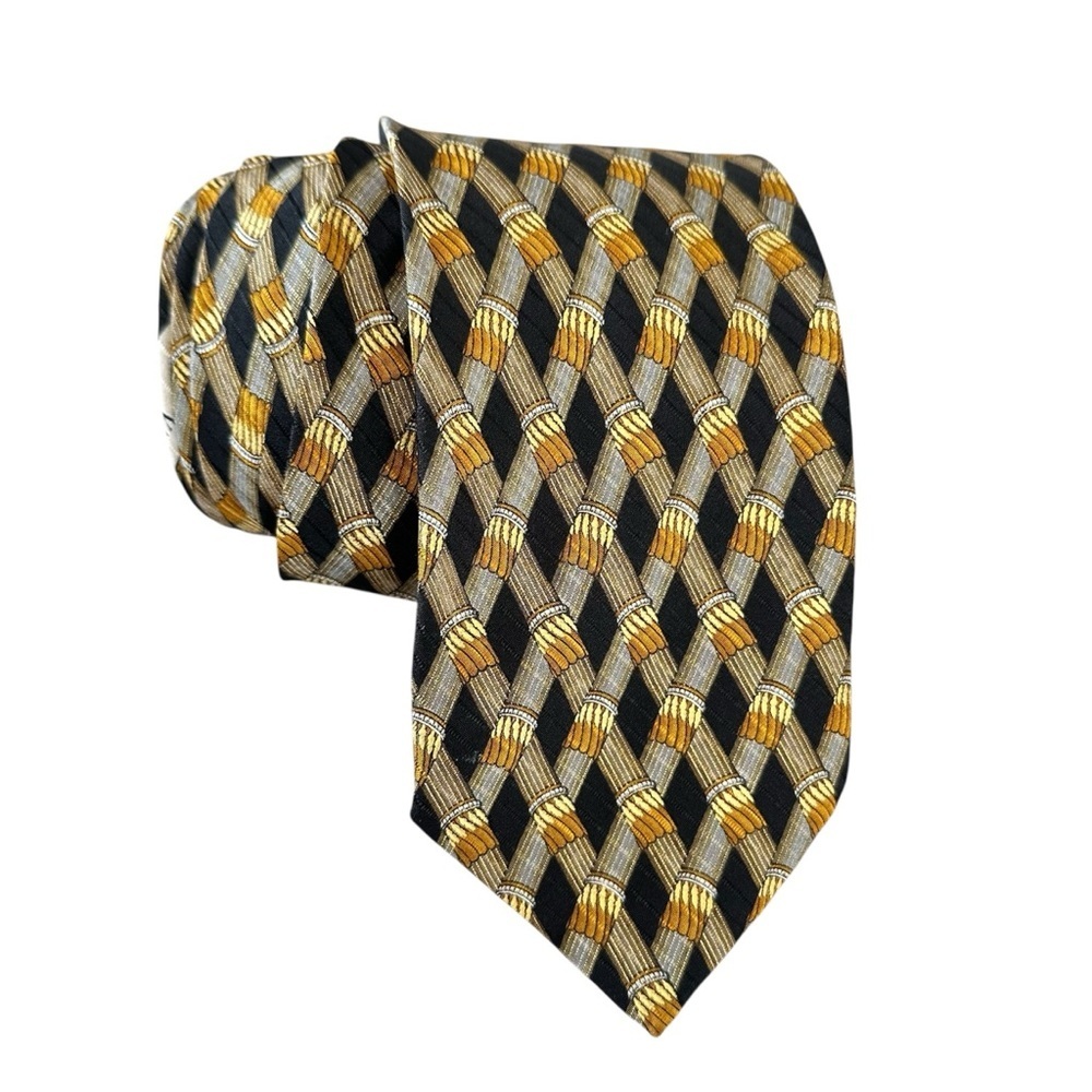 Valentino Silk Neck Tie One Size Black Gold
